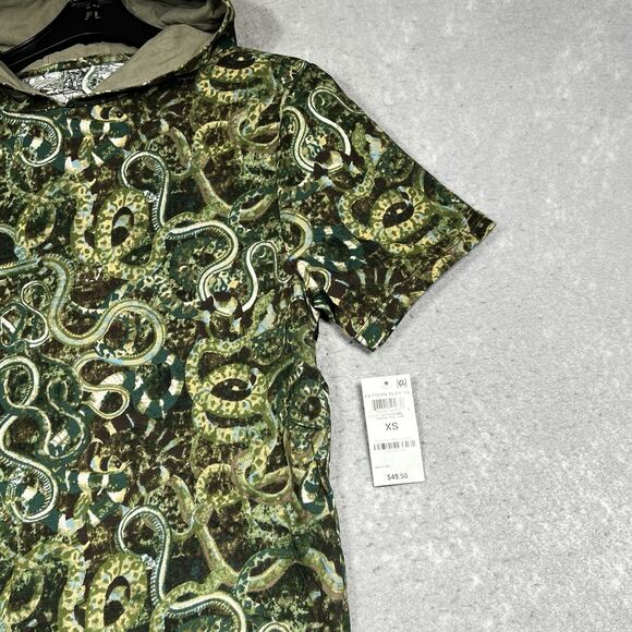 International Concepts Hooded Shirt Mens size X-Small Green Snake Print NWT - Picture 2 of 11